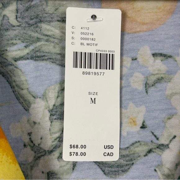 Maeve By Anthropologie Floral Lemon Print Babydoll Blouse Size Medium NWT - Picture 5 of 9